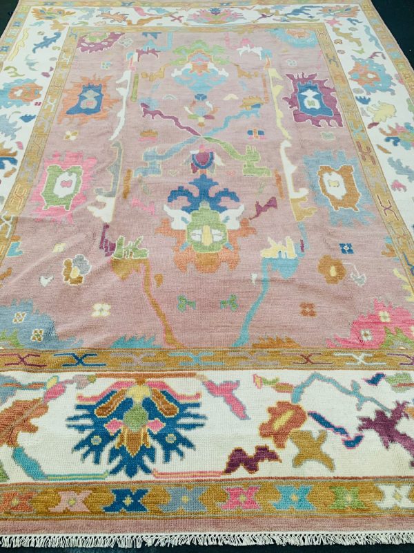 Pink Peony Hnadmade Oushak Rug with Wool for Rugvite (6)