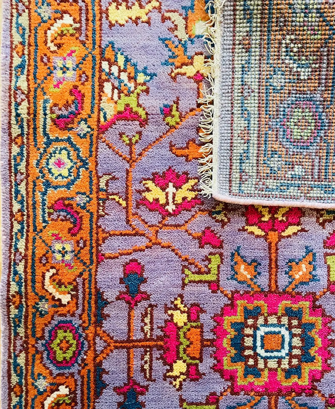 Handemade Oushak Rug Purple orange 3x5 (1)