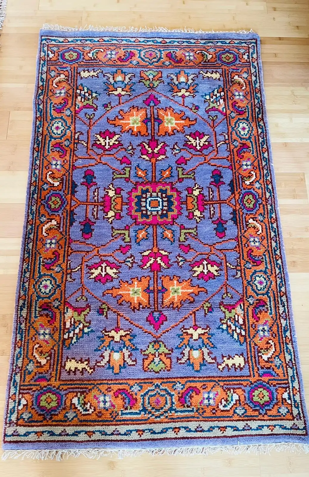 Handemade Oushak Rug Purple orange 3x5 (2)