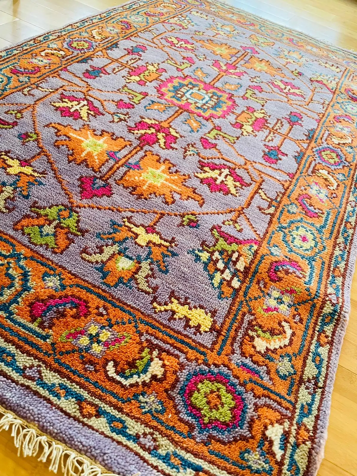 Handemade Oushak Rug Purple orange 3x5 (5)