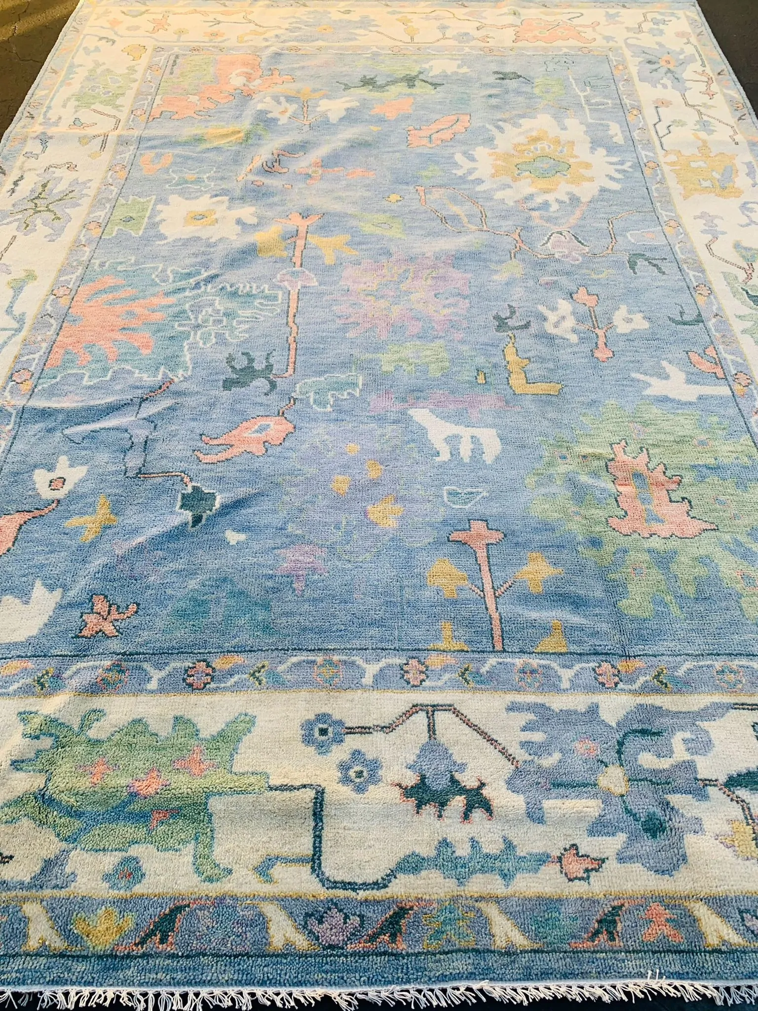 Blue Ethna Handmade Oushak Wool Rug by Rugvite, Austin, TX (4)
