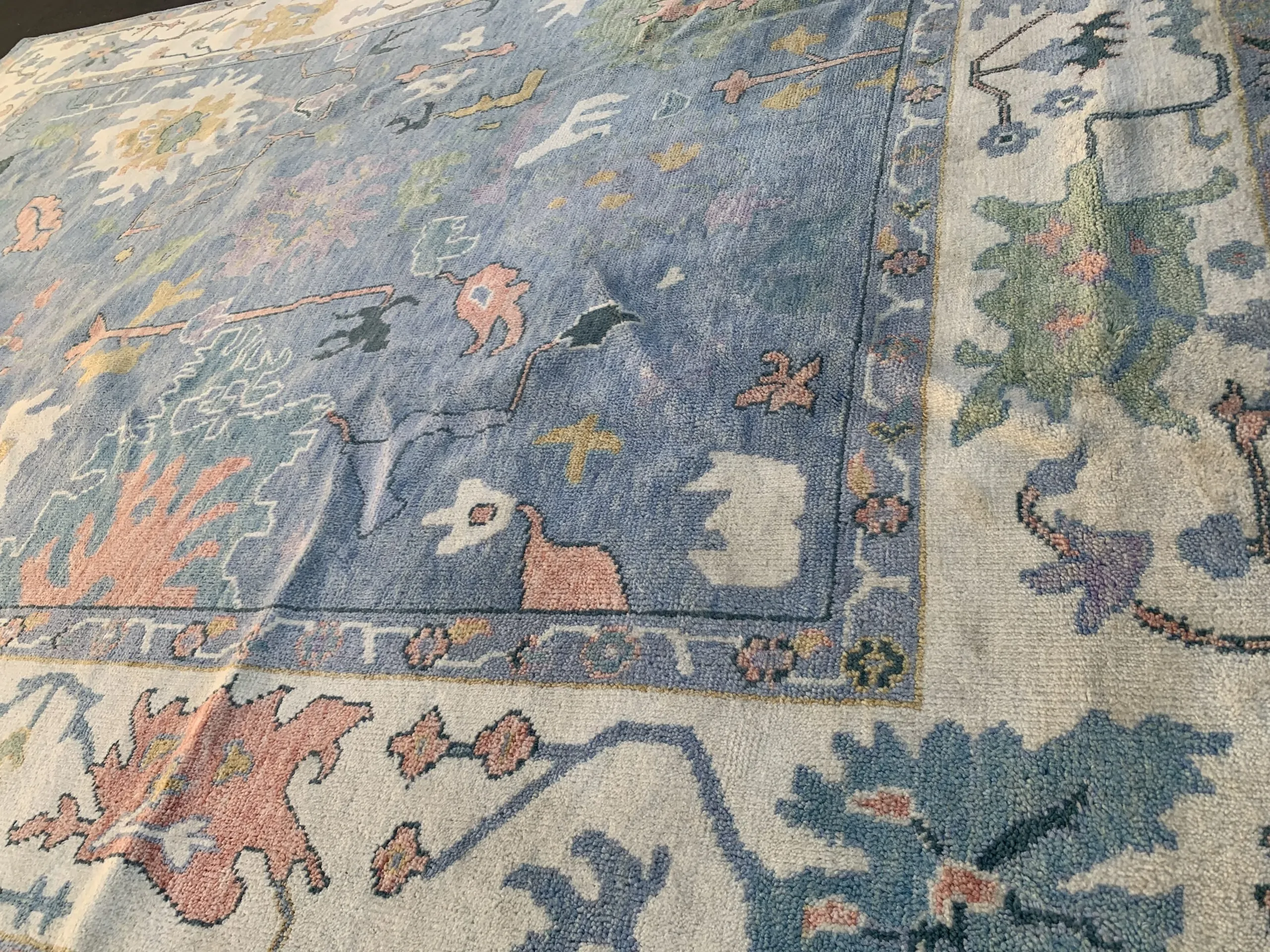 Blue Ethna Handmade Oushak Wool Rug by Rugvite, Austin, TX (7)